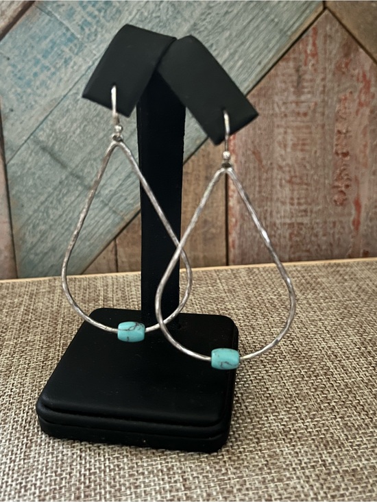 Lucky Brand Jewelry - Lucky Brand Silver Teardrop Earrings with Turquoise Beads